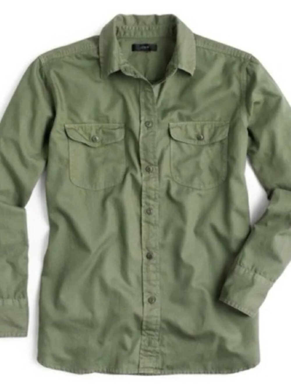 J. Crew Boyfriend Utility Shirt Women's XS Green Long-Sleeve Button Down